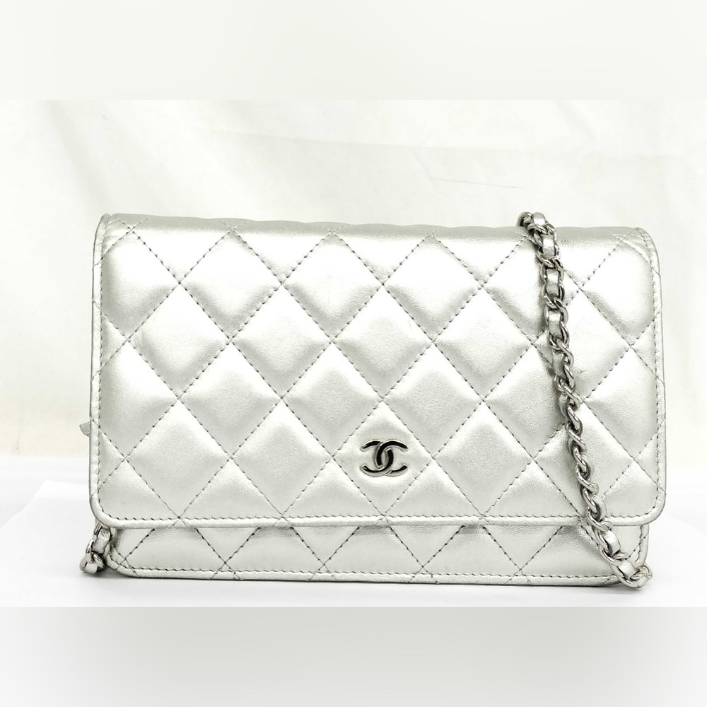 586 Chanel WOC silver crossbody